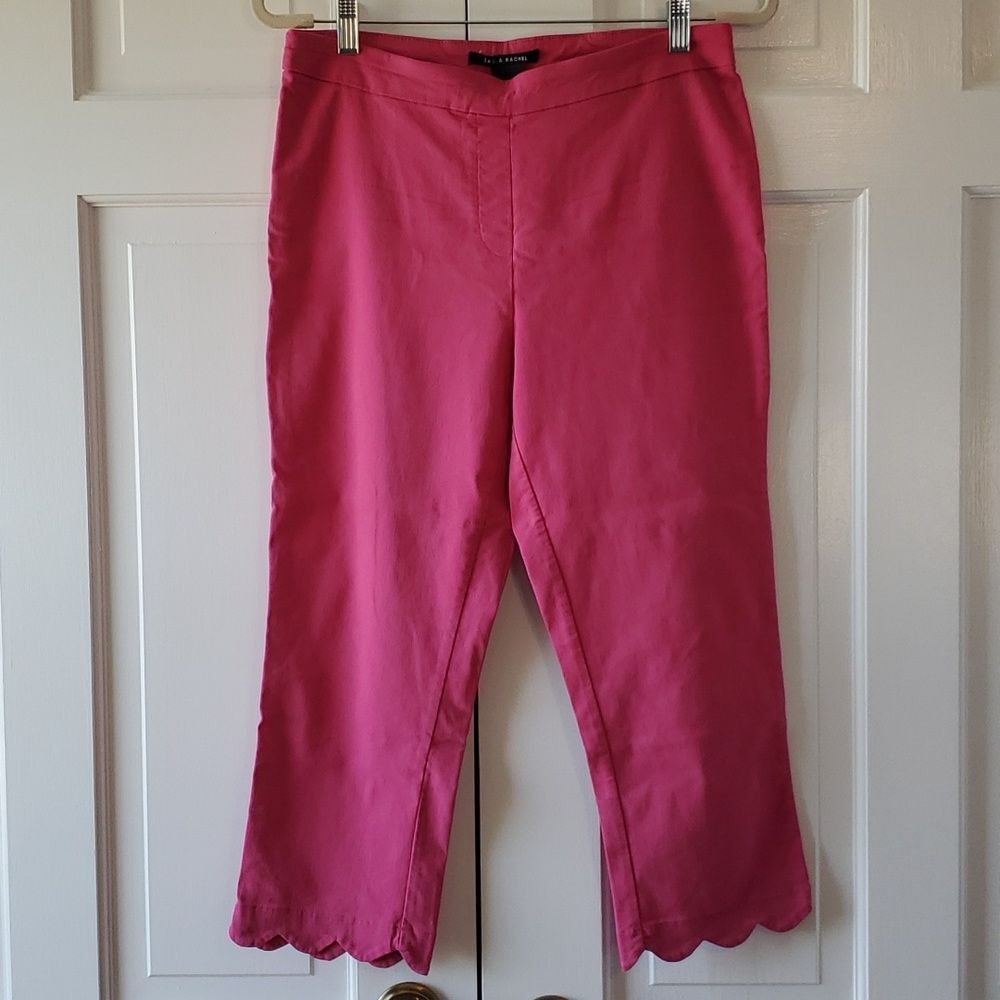 ZAC & RACHEL HOT PINK CAPRI CROPPED PANTS SIZE 8 PULL ON ELASTIC PREPPY SLIMMING